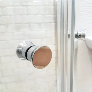 Close up of glass in shower cubicle