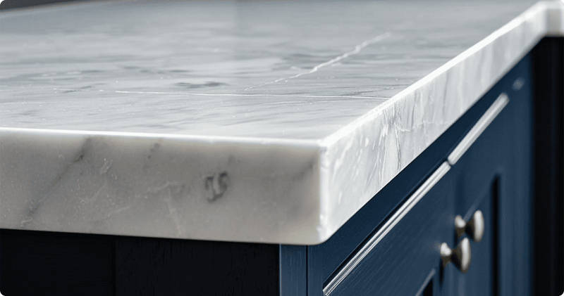 Granite table edge, close up